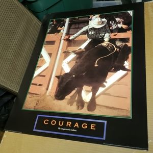 Large loose bull riding art print
